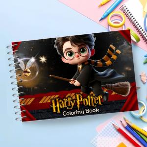 Livro de Colorir Harry Potter  50 Desenhos tamanho A5 Papel 120g 15x21 Impressão apenas frente Brilho total capa Capa dura Acompanha 1 acetato